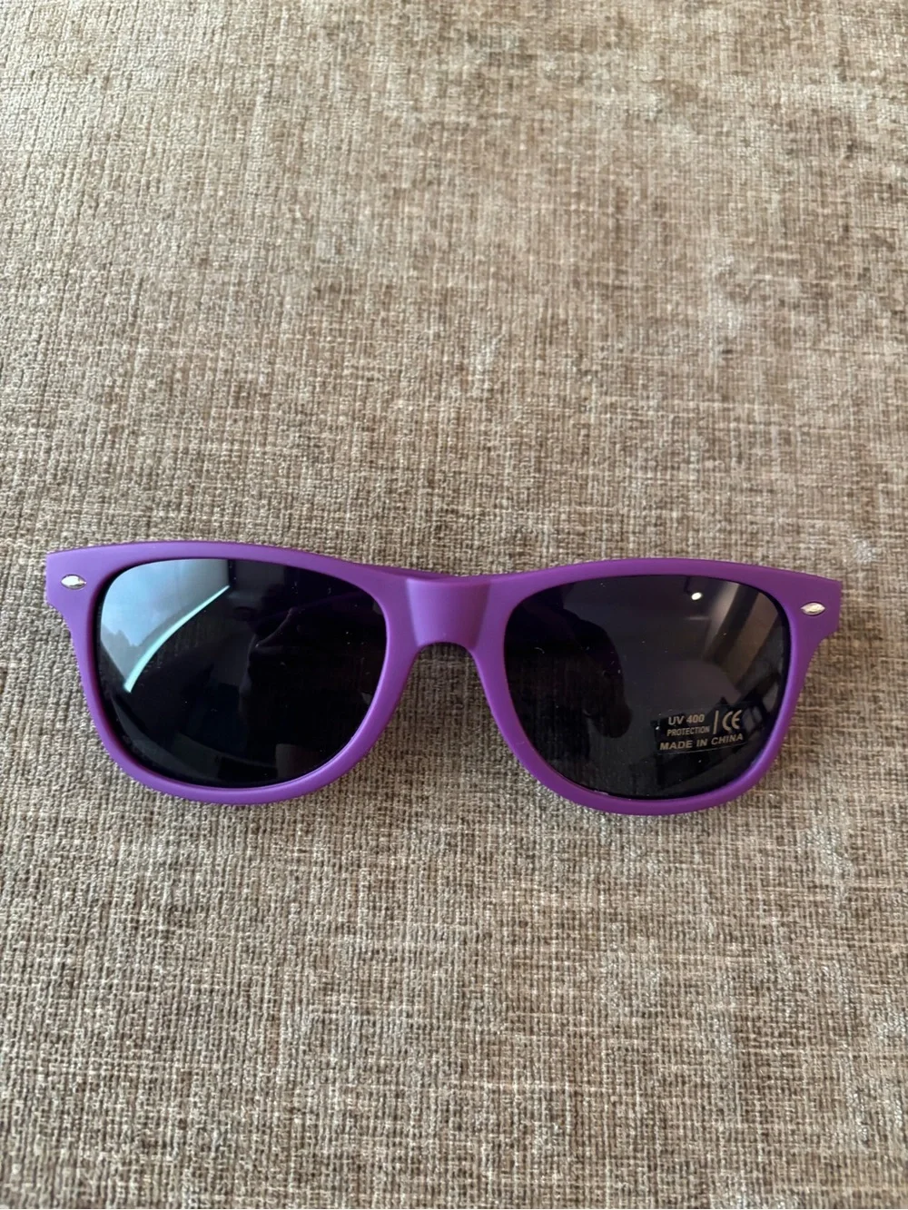 Purple Wayfarer Sunglasses with Dark Lenses